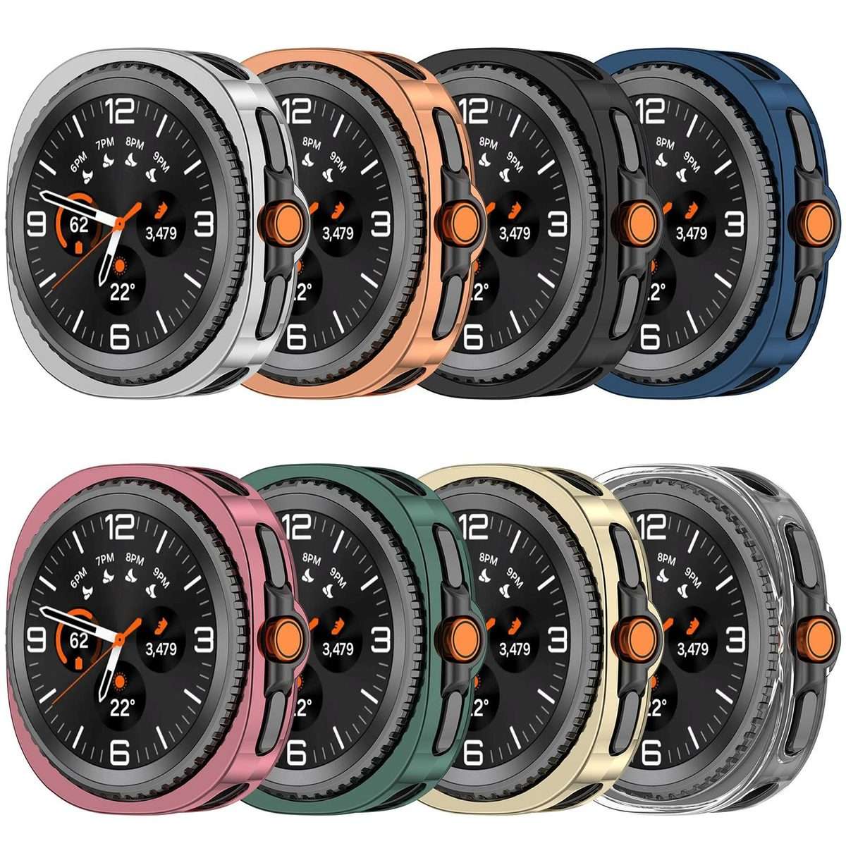 For Samsung Galaxy Watch8 Classic 46mm Half Coverage Hollow TPU Watch Pro ... (Electroplated Blue)