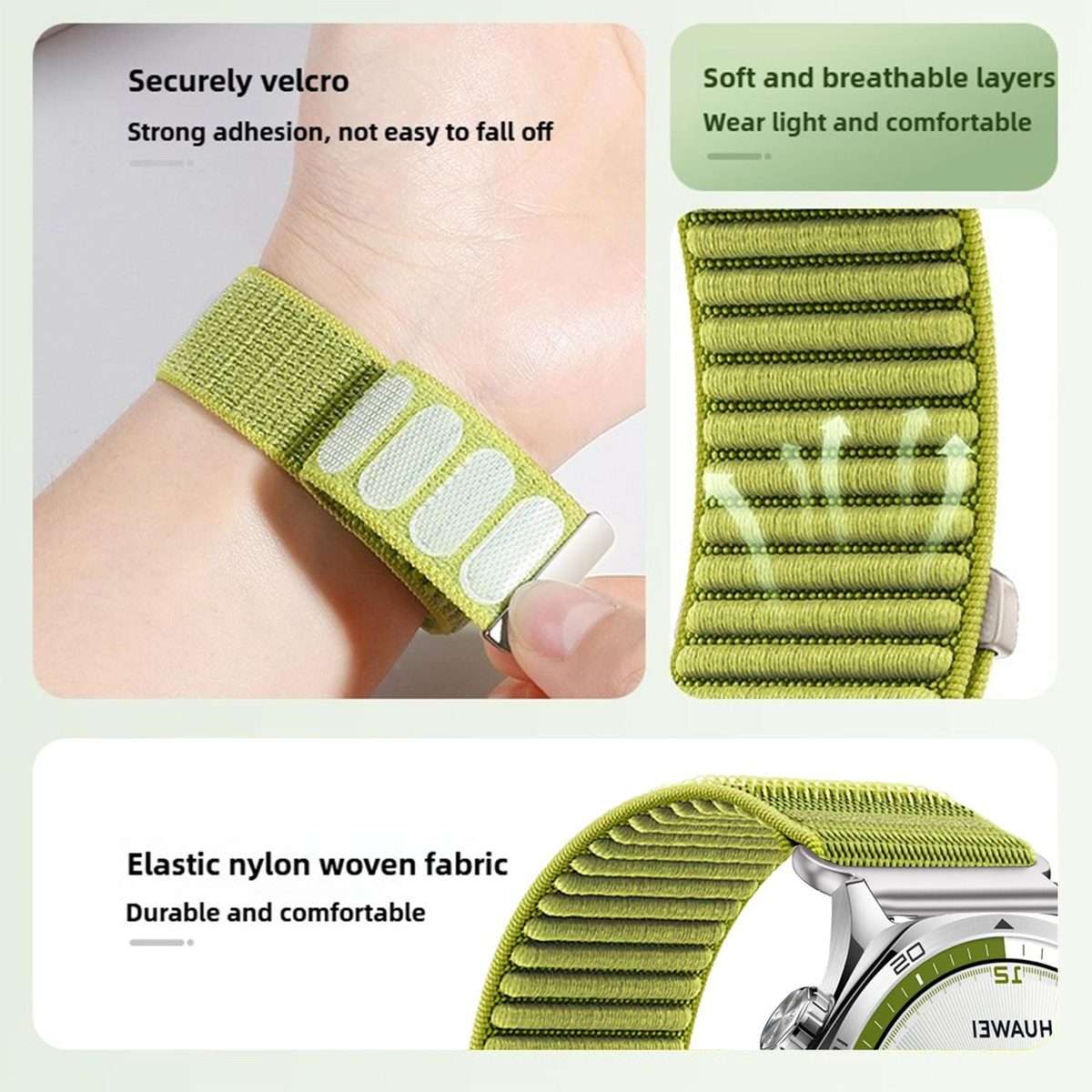 18mm Woven Nylon Hook And Loop Fastener Metal Interface Watch Band(Pink)