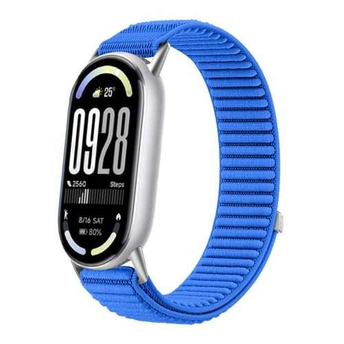 For Xiaomi Smart Band 10 / 9 / 8 Woven Nylon Hook And Loop Fastener Metal Interfa ... (Klein Blue)