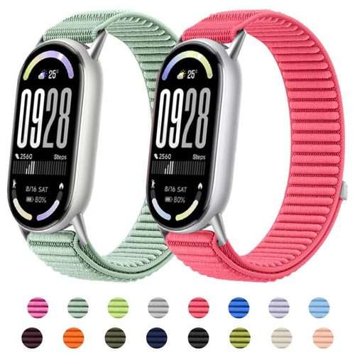 For Xiaomi Smart Band 10 / 9 / 8 Woven Nylon Hook And Loop Fastener Metal Interfa ... (Klein Blue)