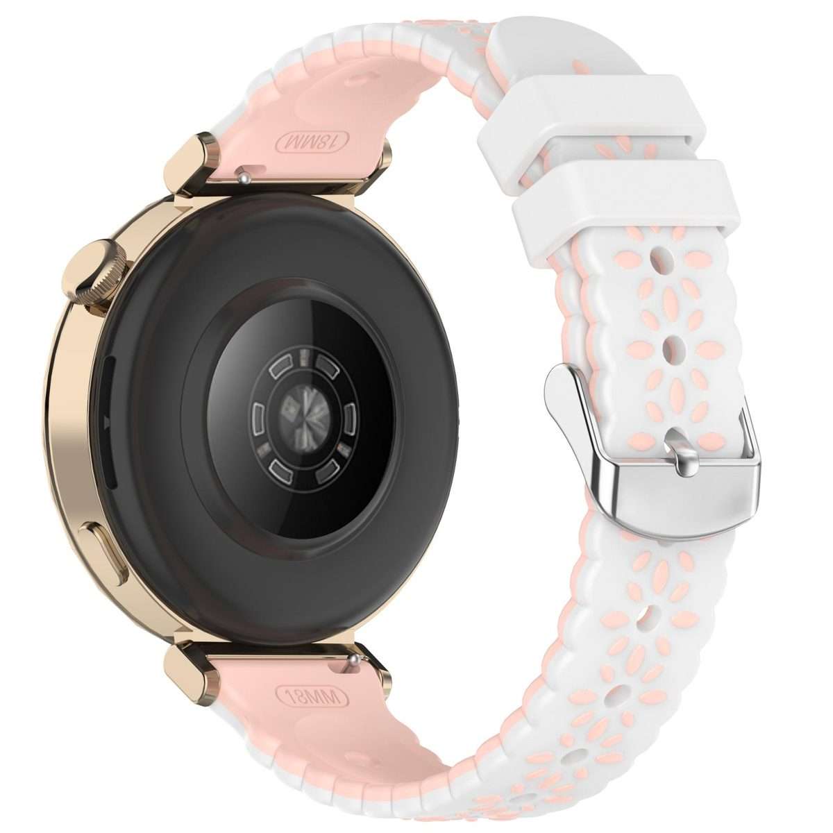 18mm Two Color Sunflower Silicone Watch Band(White Pink)