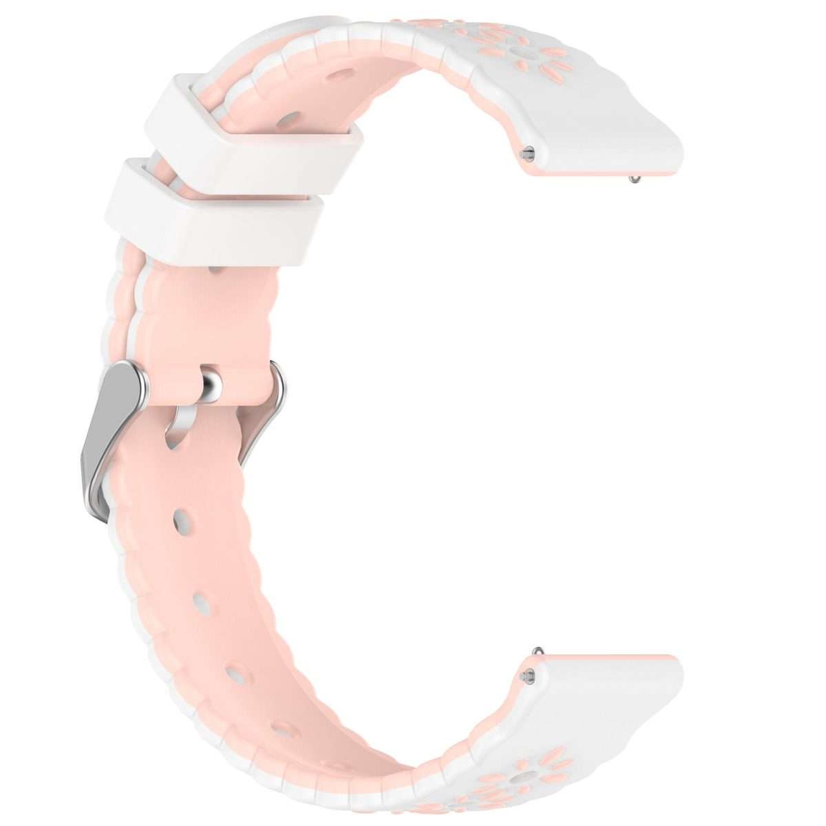 18mm Two Color Sunflower Silicone Watch Band(White Pink)