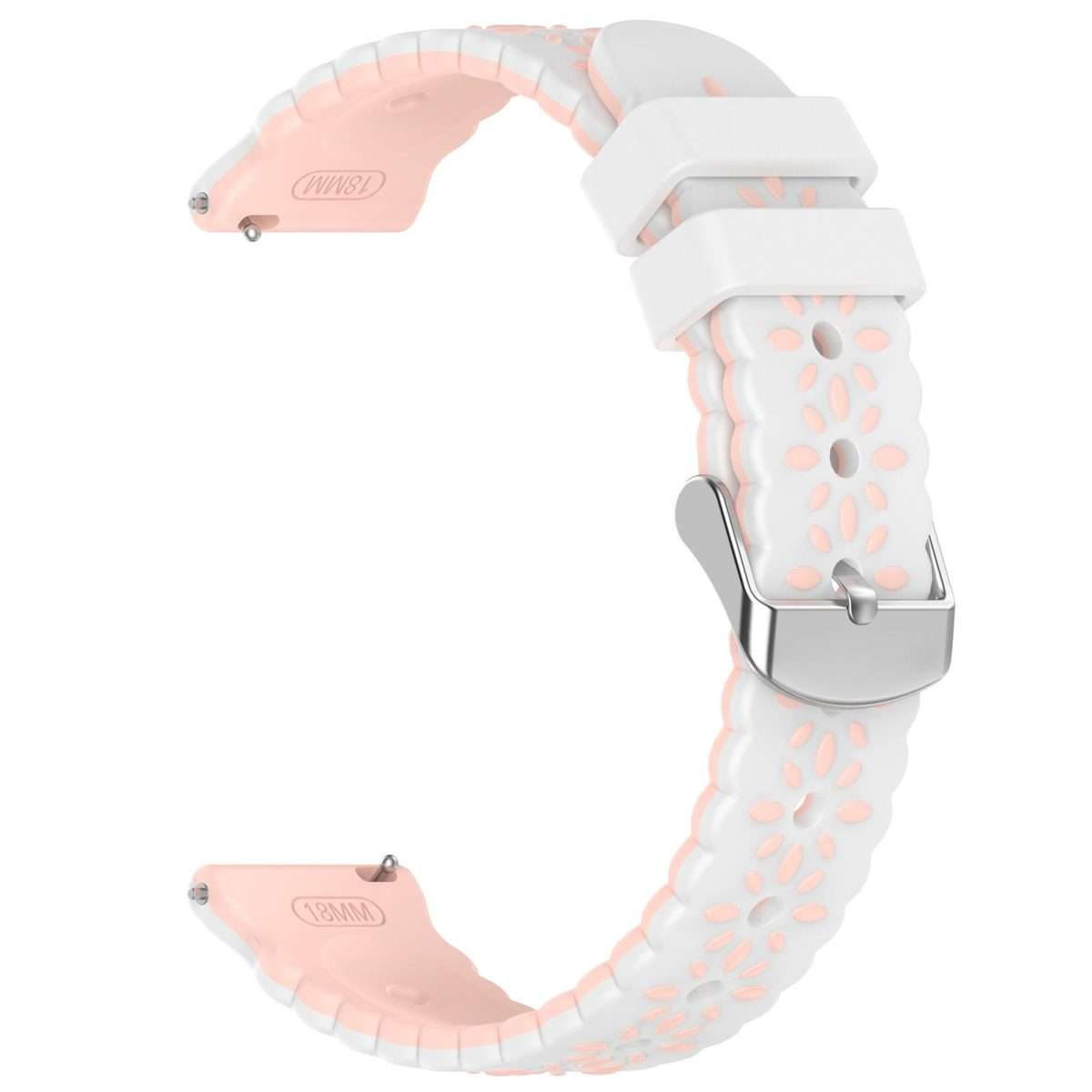 18mm Two Color Sunflower Silicone Watch Band(White Pink)