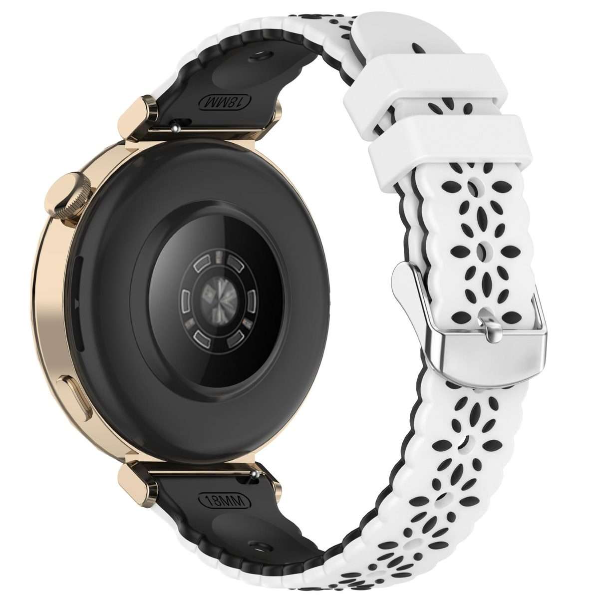 18mm Two Color Sunflower Silicone Watch Band(White Black)
