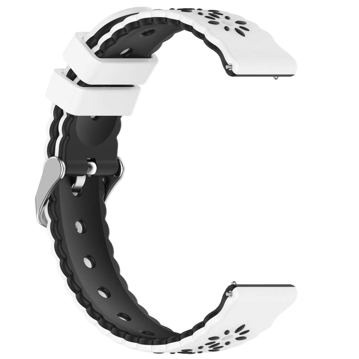 18mm Two Color Sunflower Silicone Watch Band(White Black)