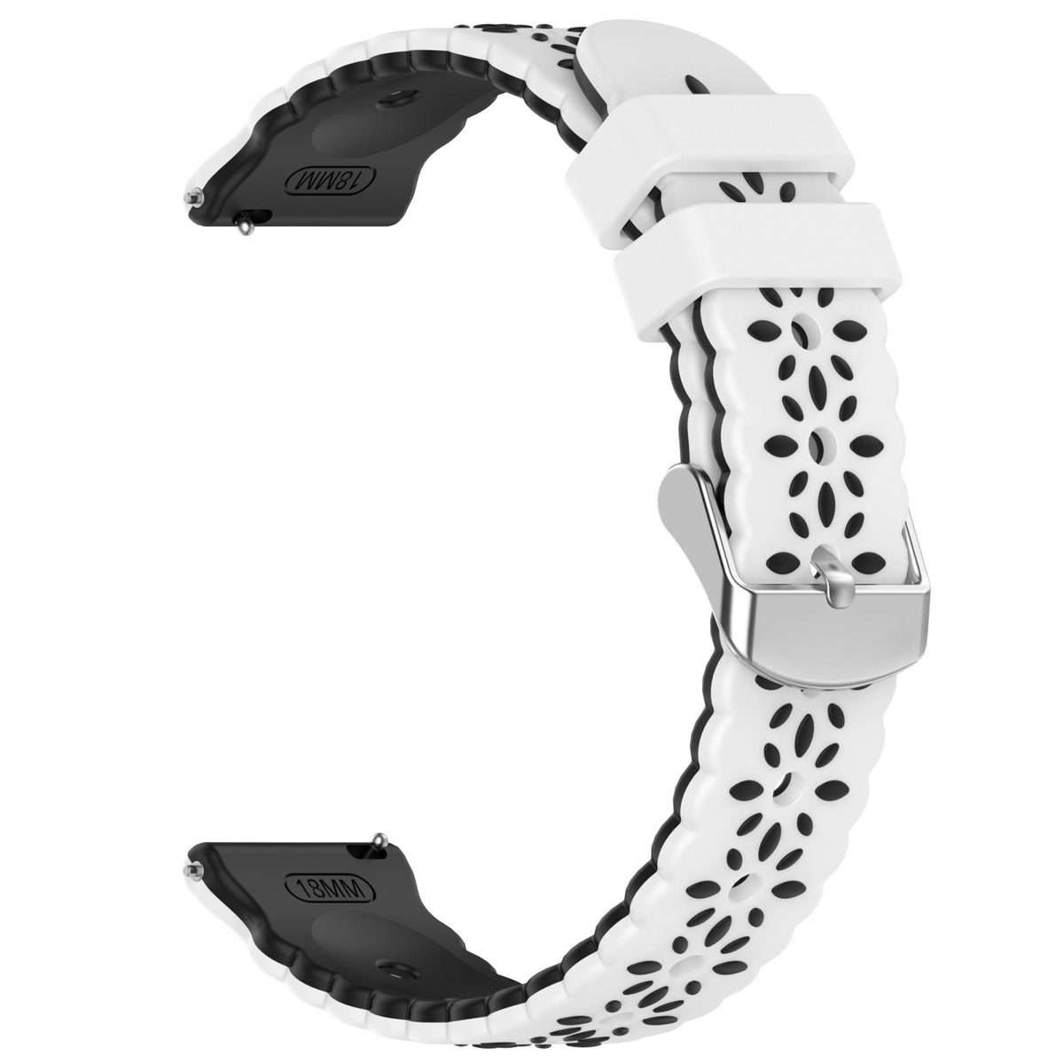 18mm Two Color Sunflower Silicone Watch Band(White Black)