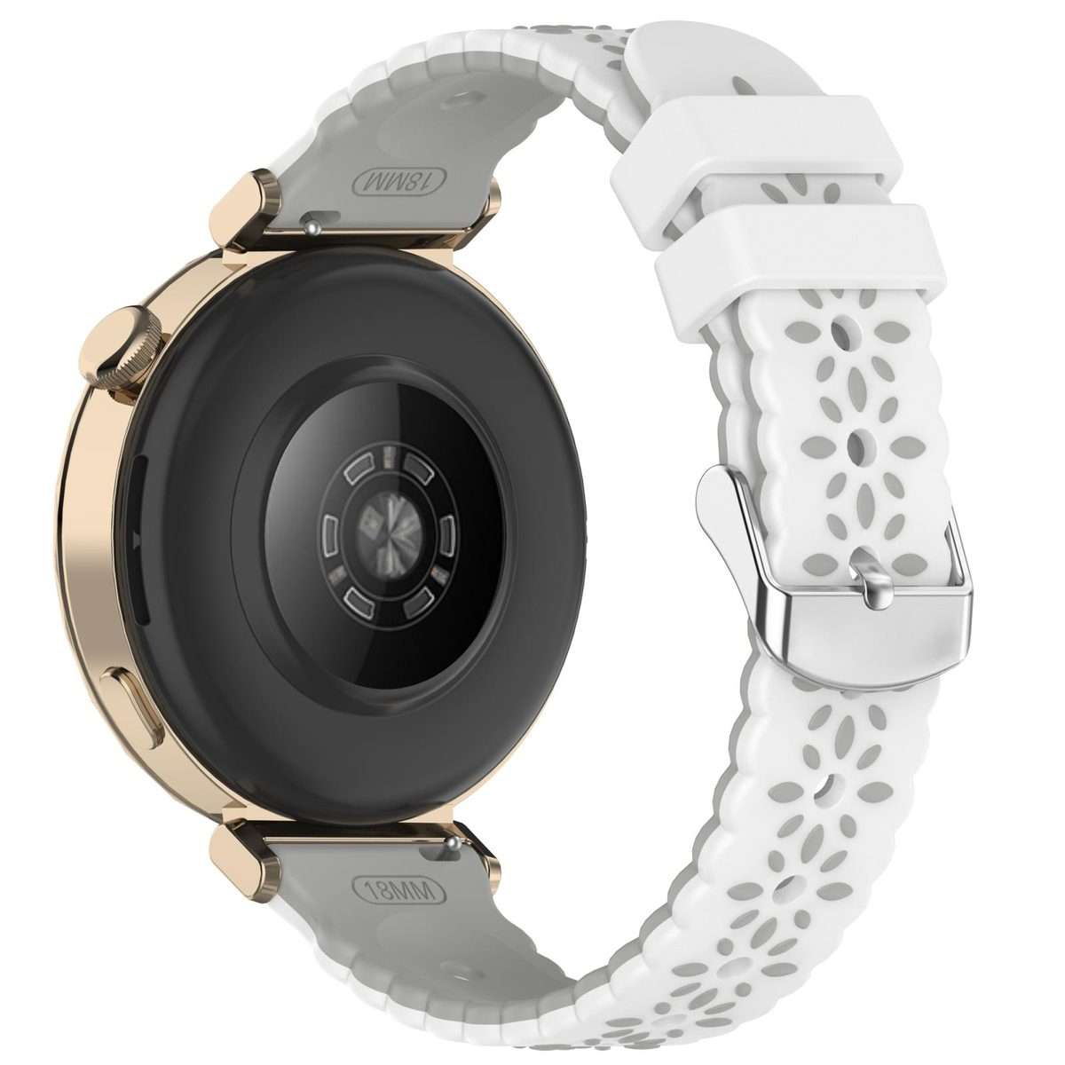 18mm Two Color Sunflower Silicone Watch Band(White Gray)