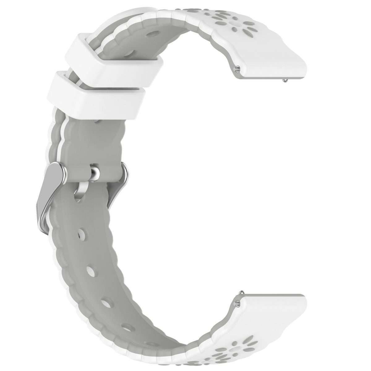 18mm Two Color Sunflower Silicone Watch Band(White Gray)