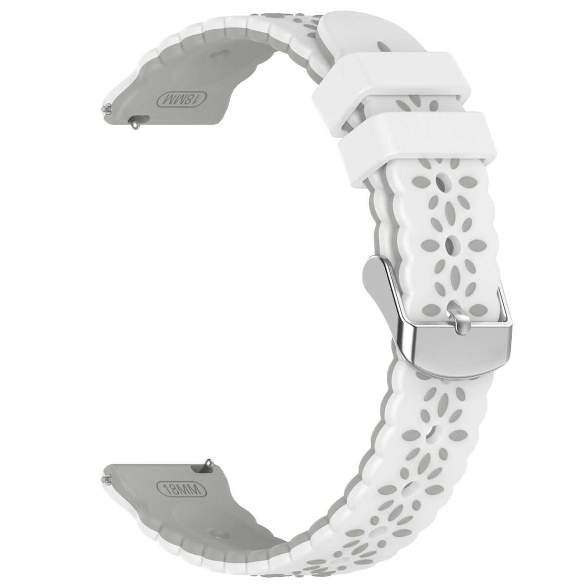 18mm Two Color Sunflower Silicone Watch Band(White Gray)