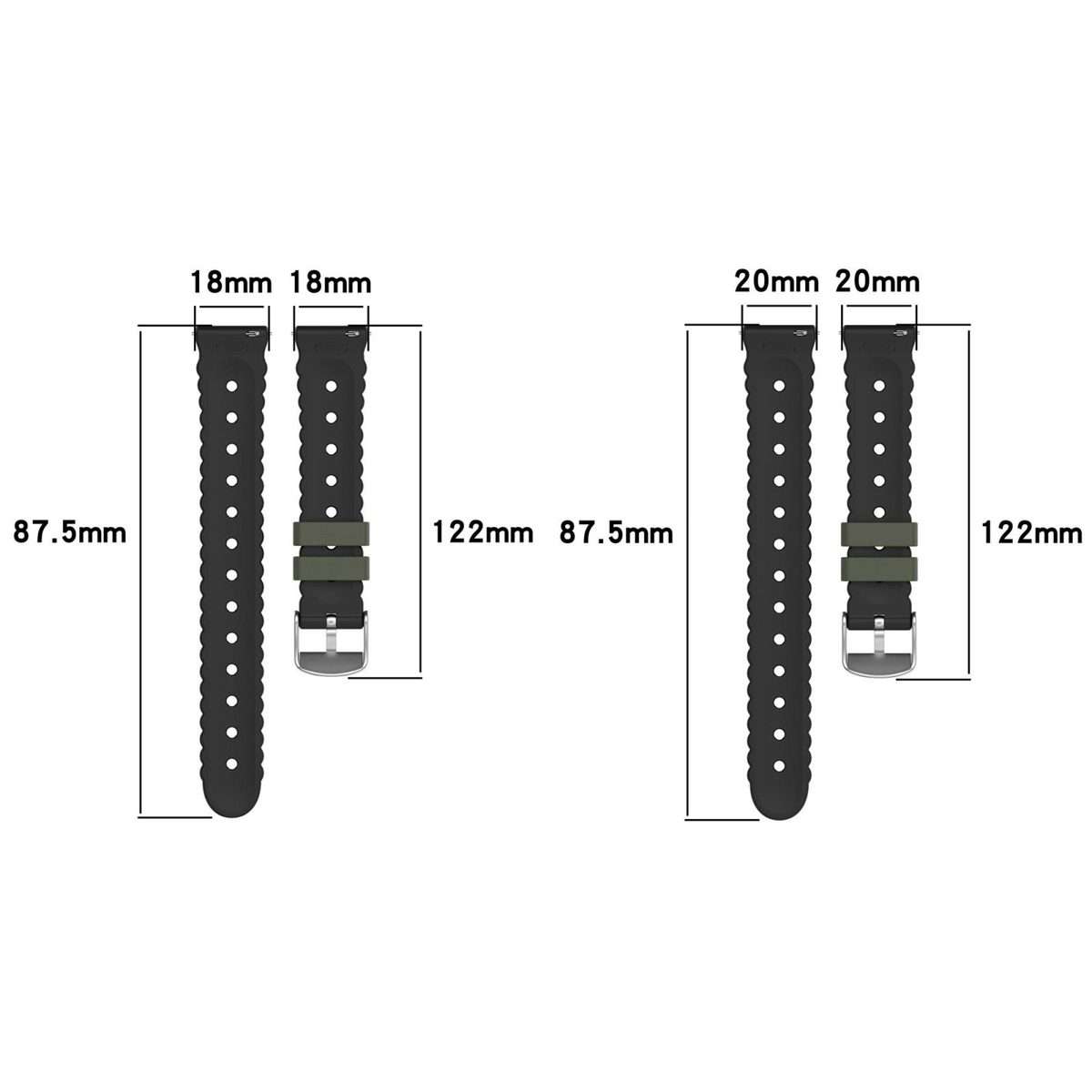 18mm Two Color Sunflower Silicone Watch Band(White Gray)