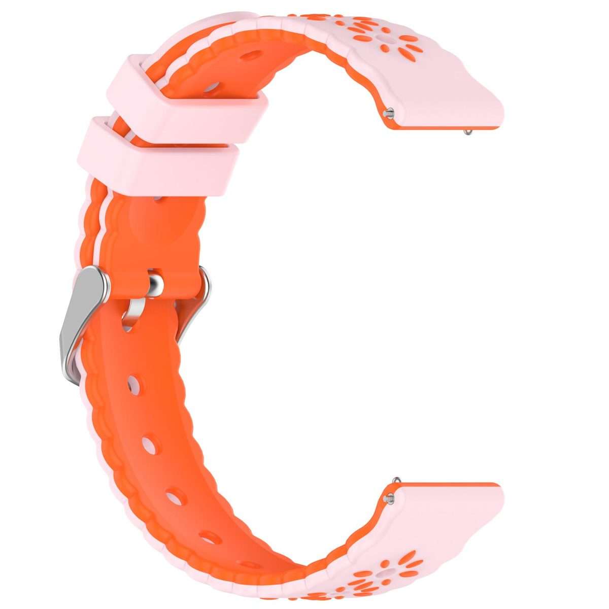 18mm Two Color Sunflower Silicone Watch Band(Pink Orange)