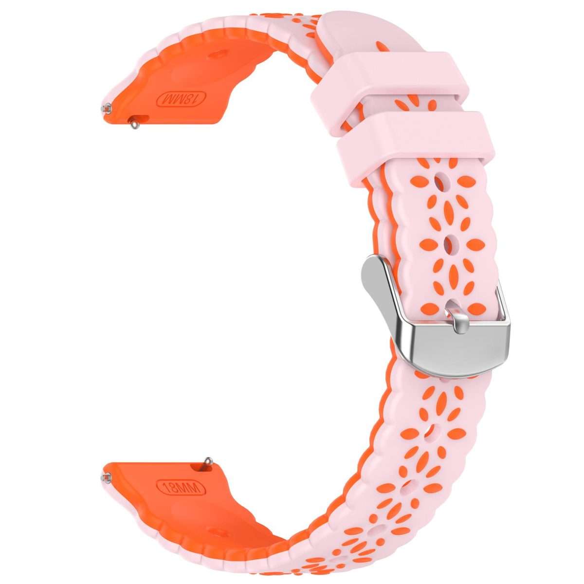 18mm Two Color Sunflower Silicone Watch Band(Pink Orange)