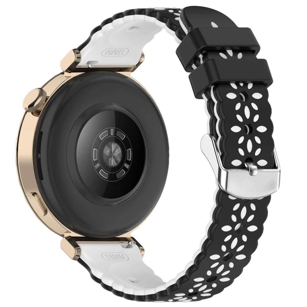 18mm Two Color Sunflower Silicone Watch Band(Black White)