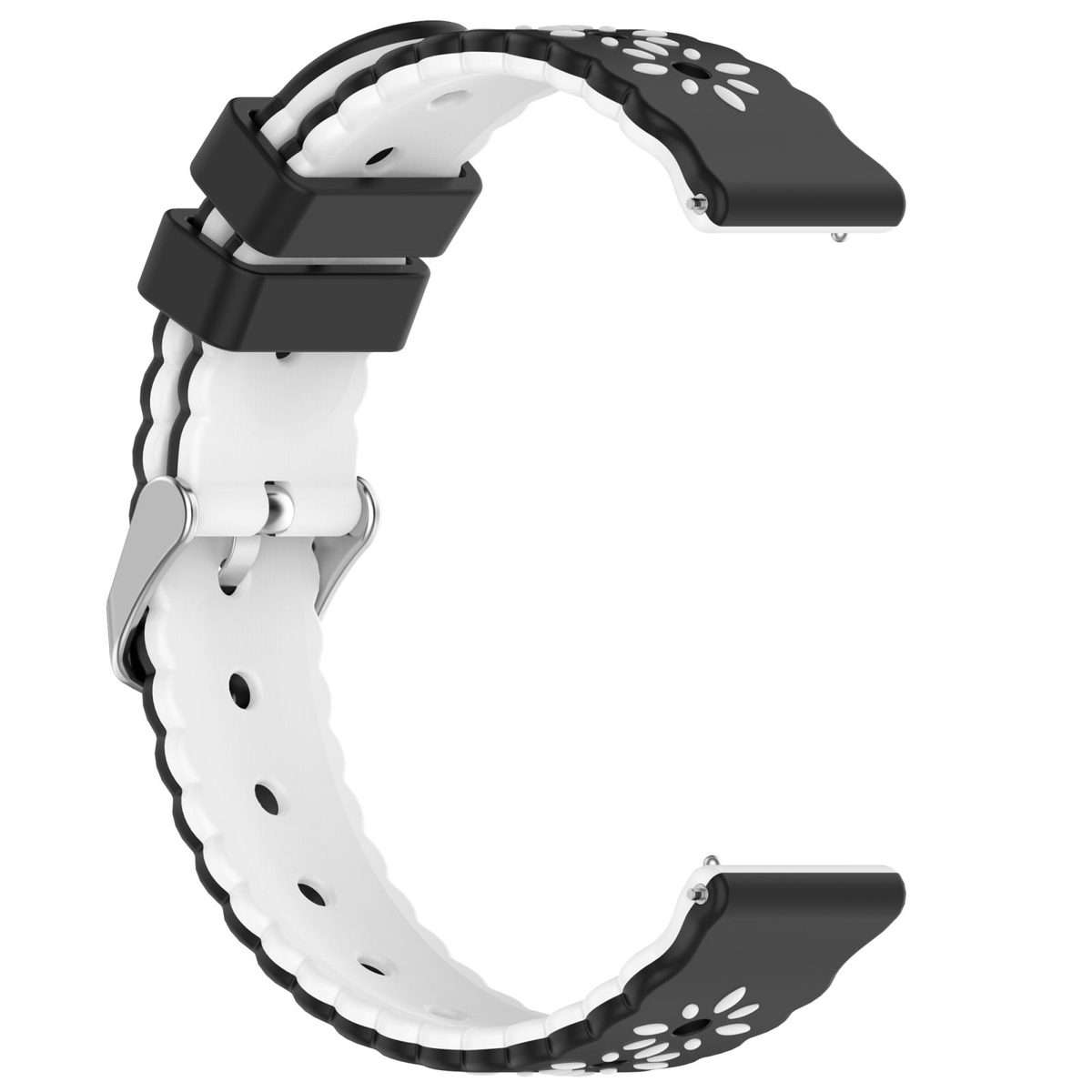 18mm Two Color Sunflower Silicone Watch Band(Black White)