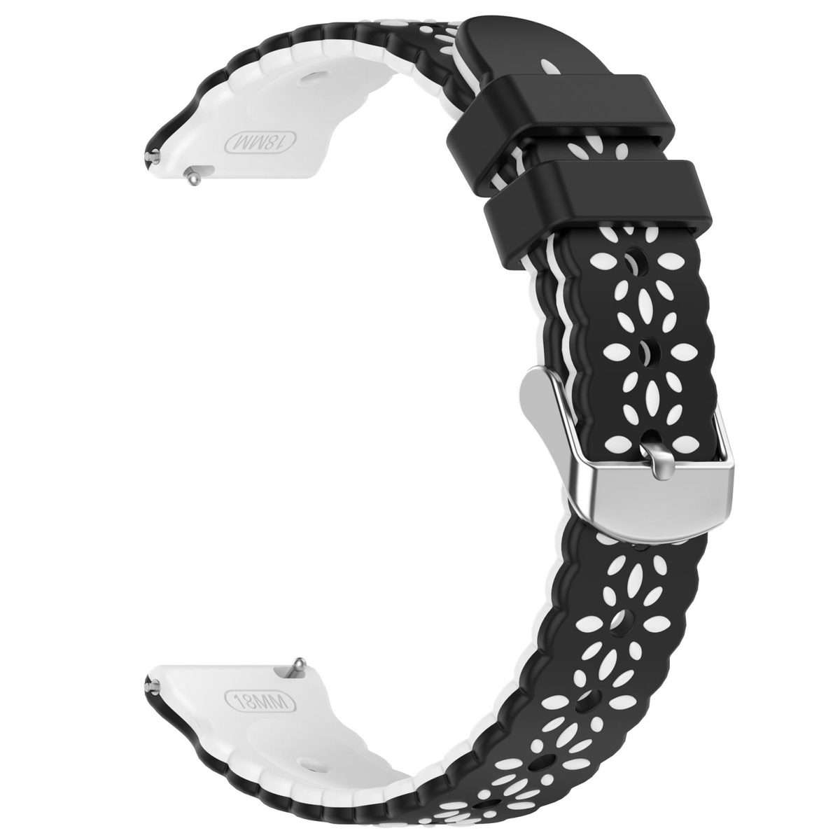 18mm Two Color Sunflower Silicone Watch Band(Black White)