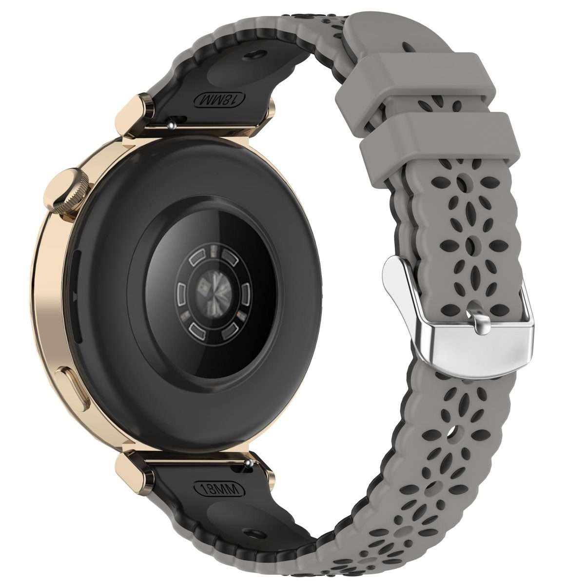 18mm Two Color Sunflower Silicone Watch Band(Gray Black)