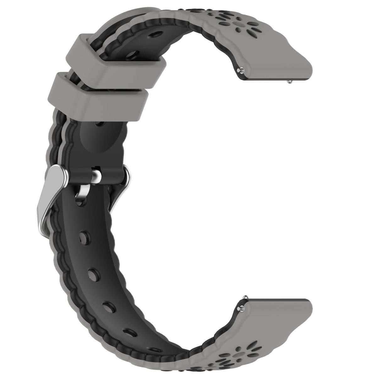 18mm Two Color Sunflower Silicone Watch Band(Gray Black)