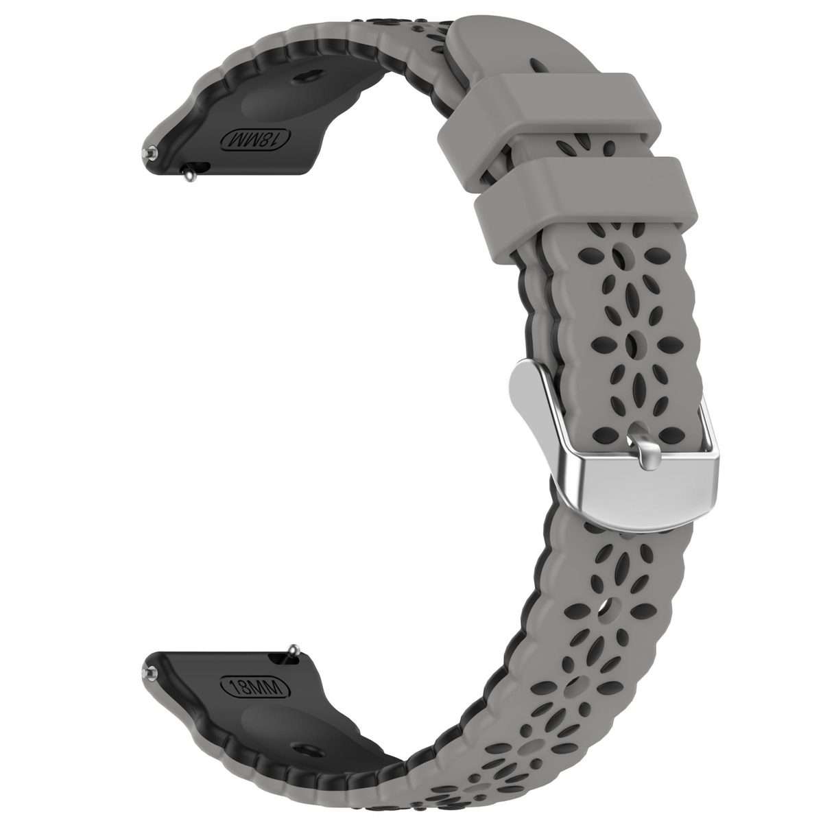 18mm Two Color Sunflower Silicone Watch Band(Gray Black)