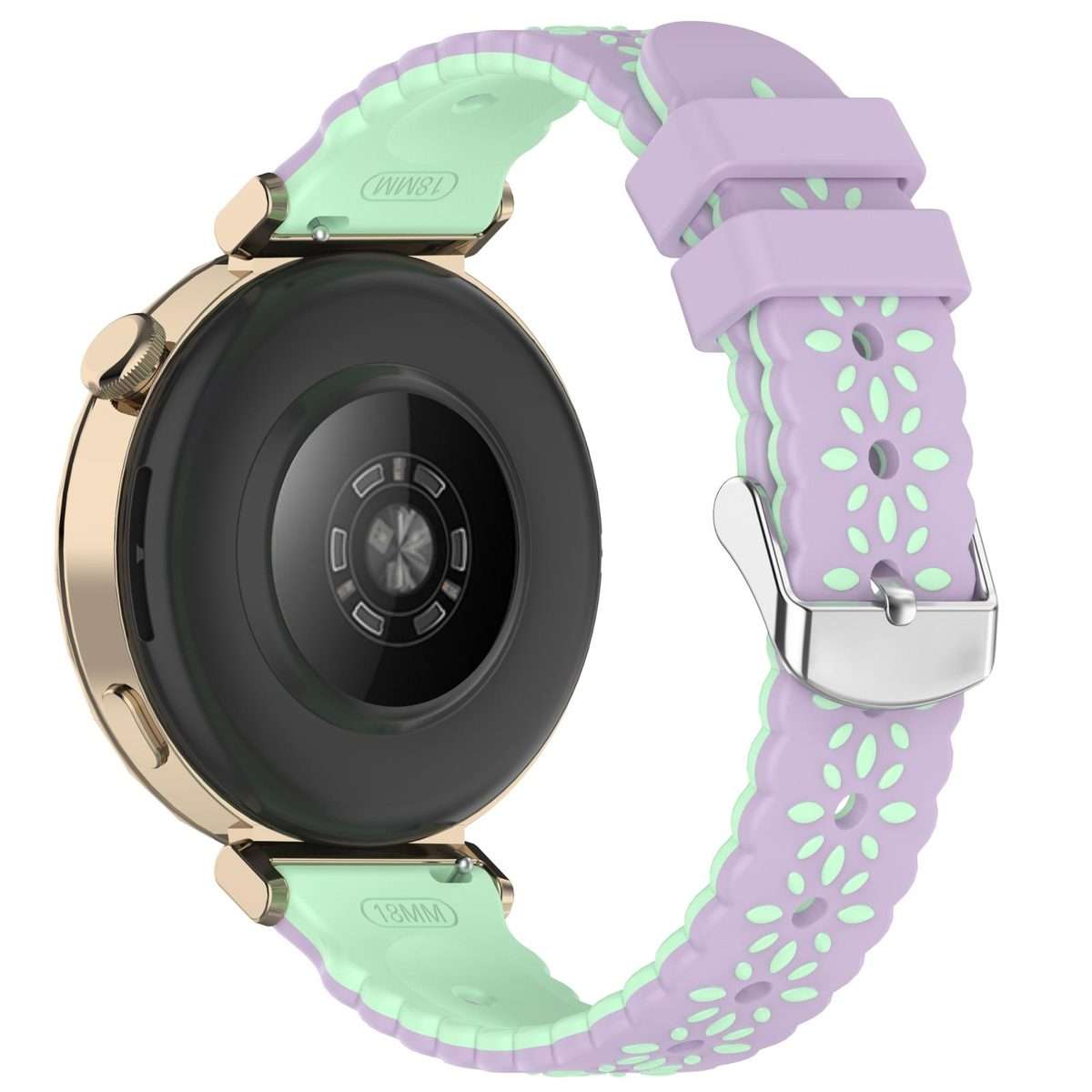18mm Two Color Sunflower Silicone Watch Band(Purple Teal)