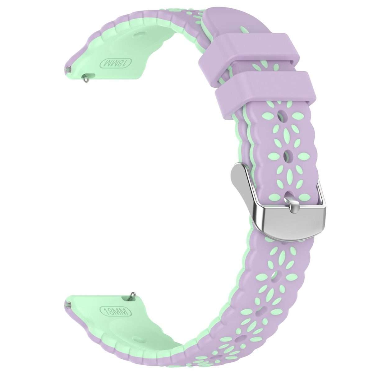 18mm Two Color Sunflower Silicone Watch Band(Purple Teal)