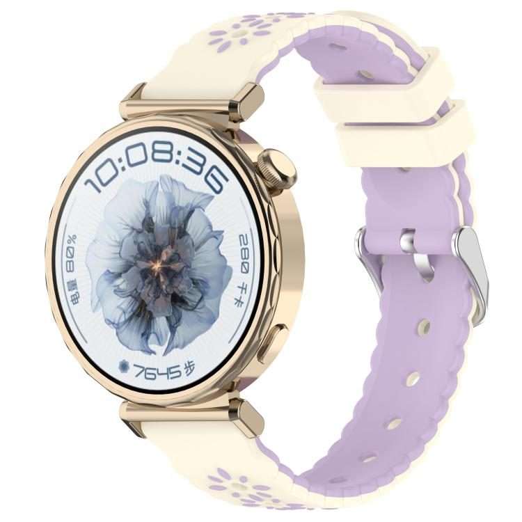 18mm Two Color Sunflower Silicone Watch Band(Starlight Purple)