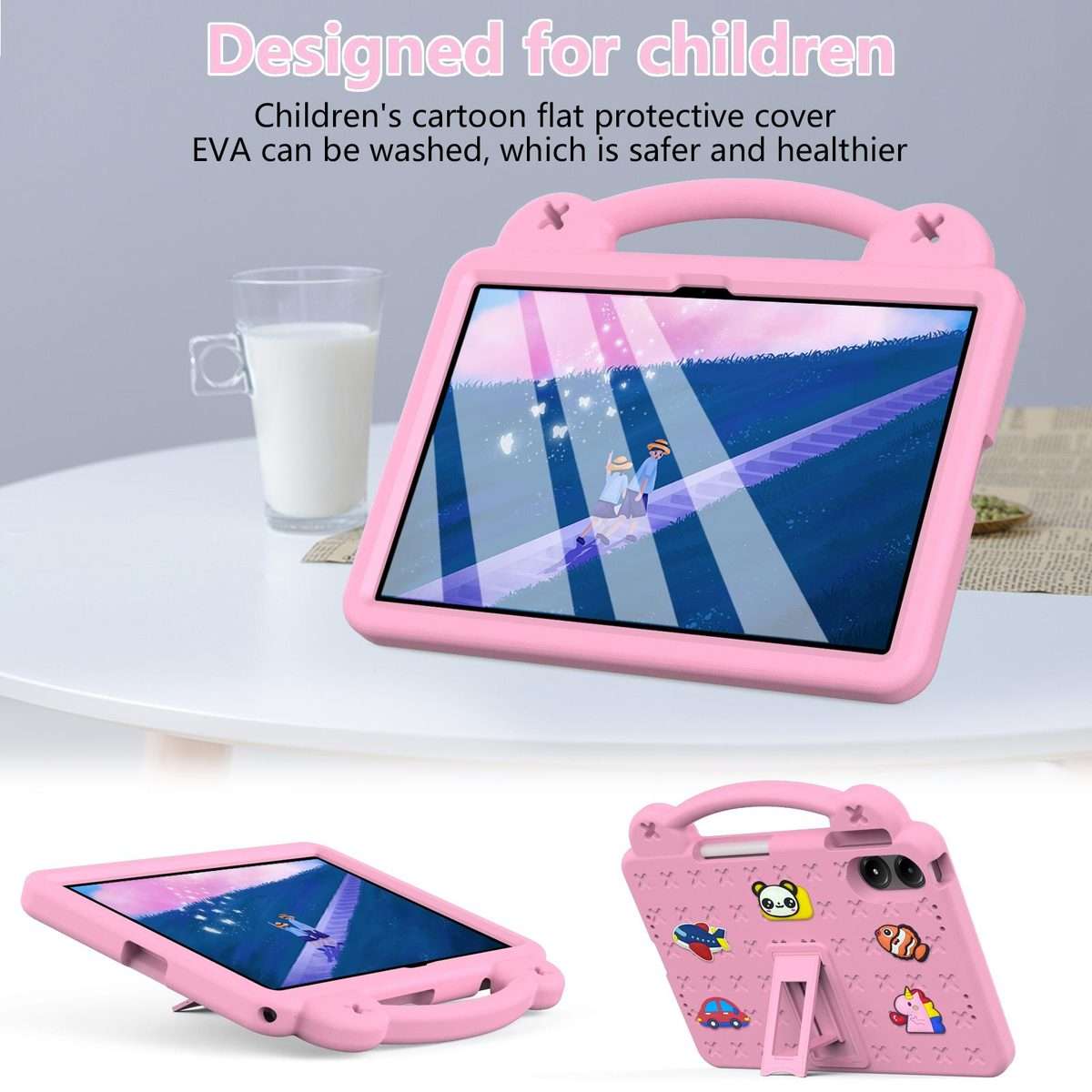 For Xiaomi Redmi Pad 2 Pro 12.1 Handle Kickstand Children EVA Shockproof Tablet Case(Pink)