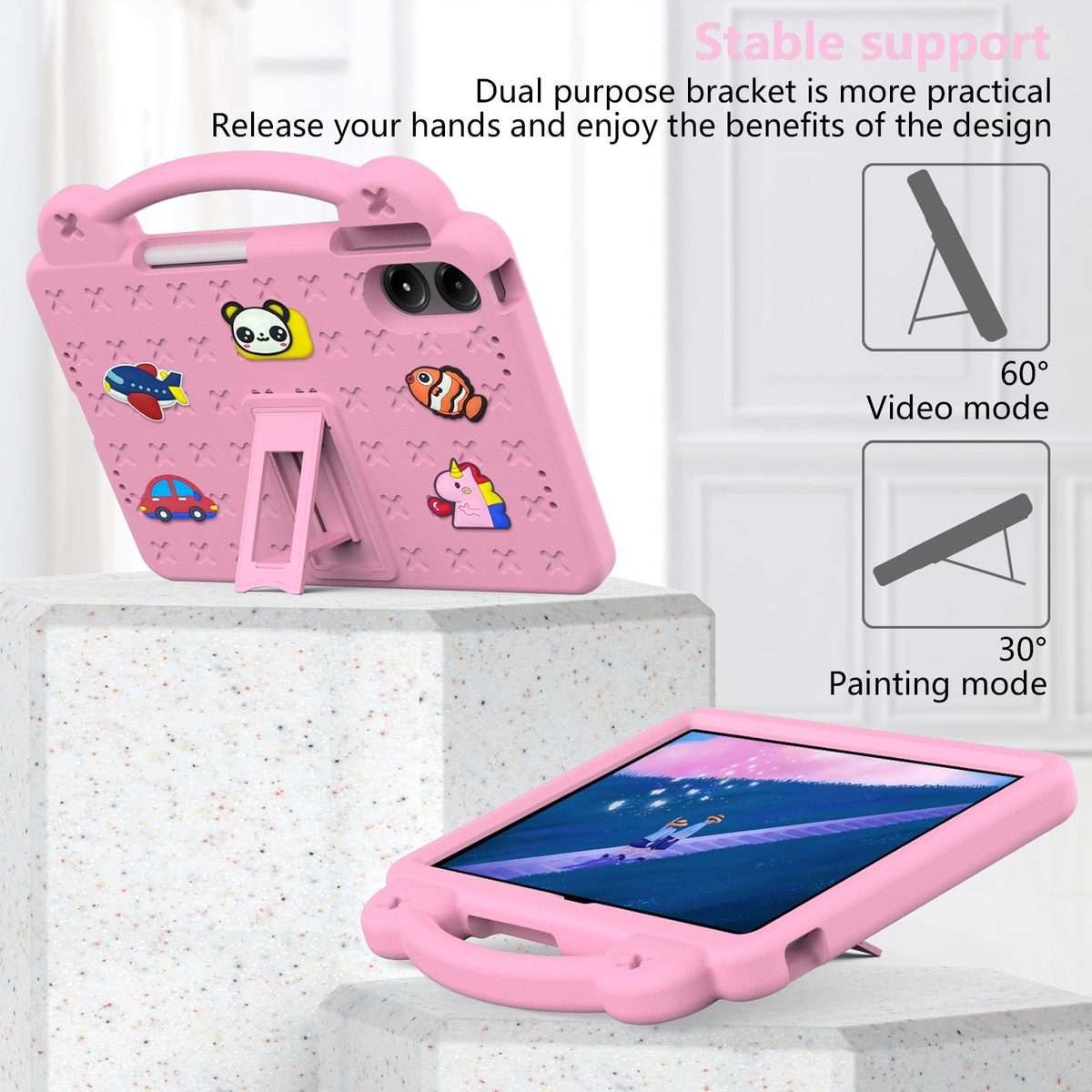 For Xiaomi Redmi Pad 2 Pro 12.1 Handle Kickstand Children EVA Shockproof Tablet Case(Pink)