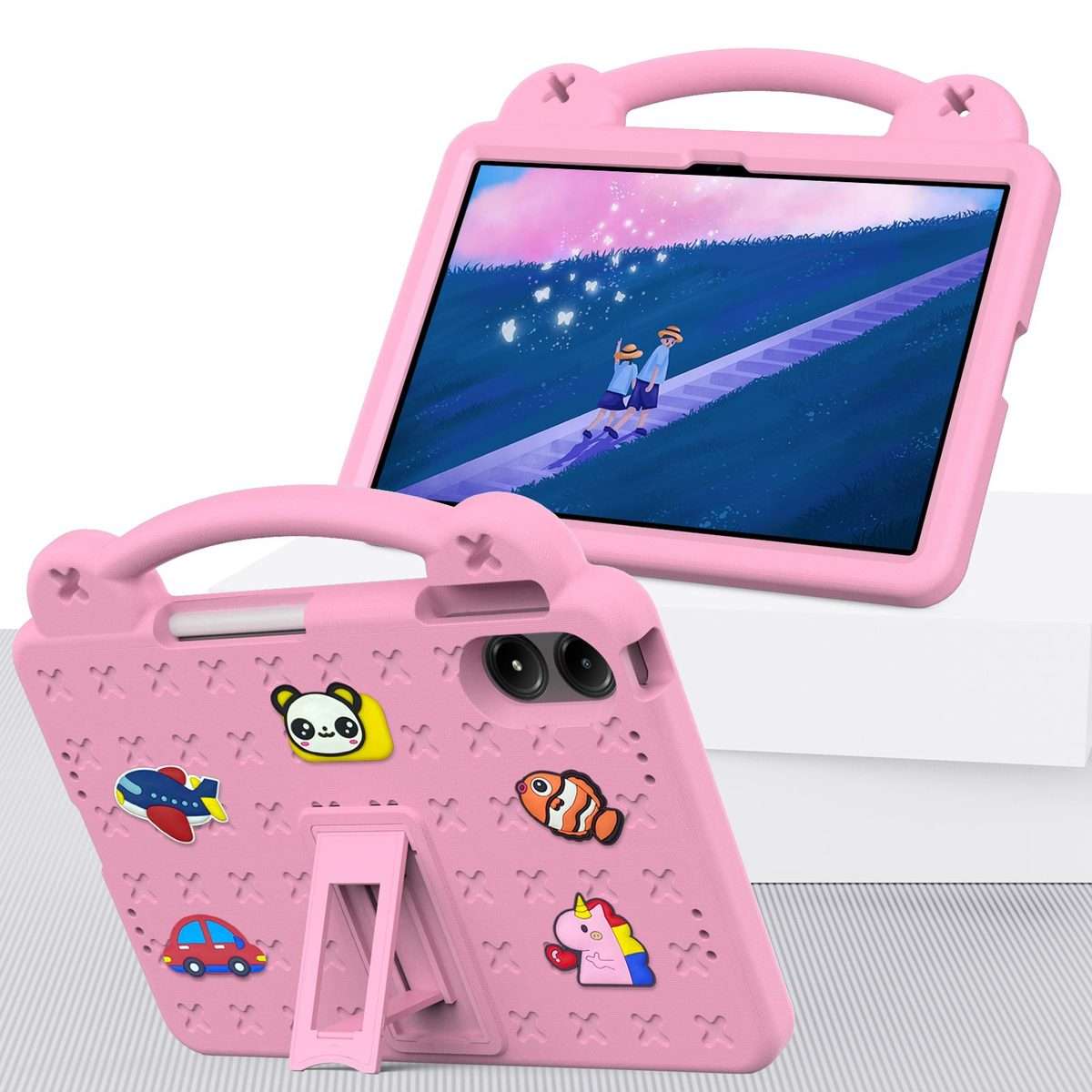For Xiaomi Redmi Pad 2 Pro 12.1 Handle Kickstand Children EVA Shockproof Tablet Case(Pink)