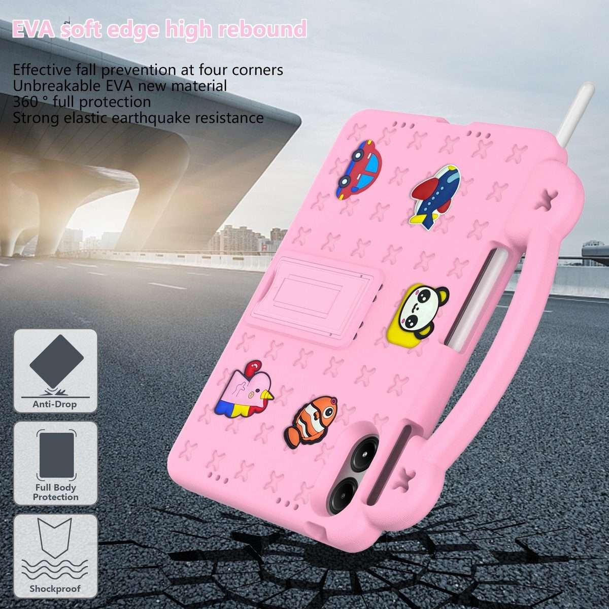 For Xiaomi Redmi Pad 2 Pro 12.1 Handle Kickstand Children EVA Shockproof Tablet Case(Pink)