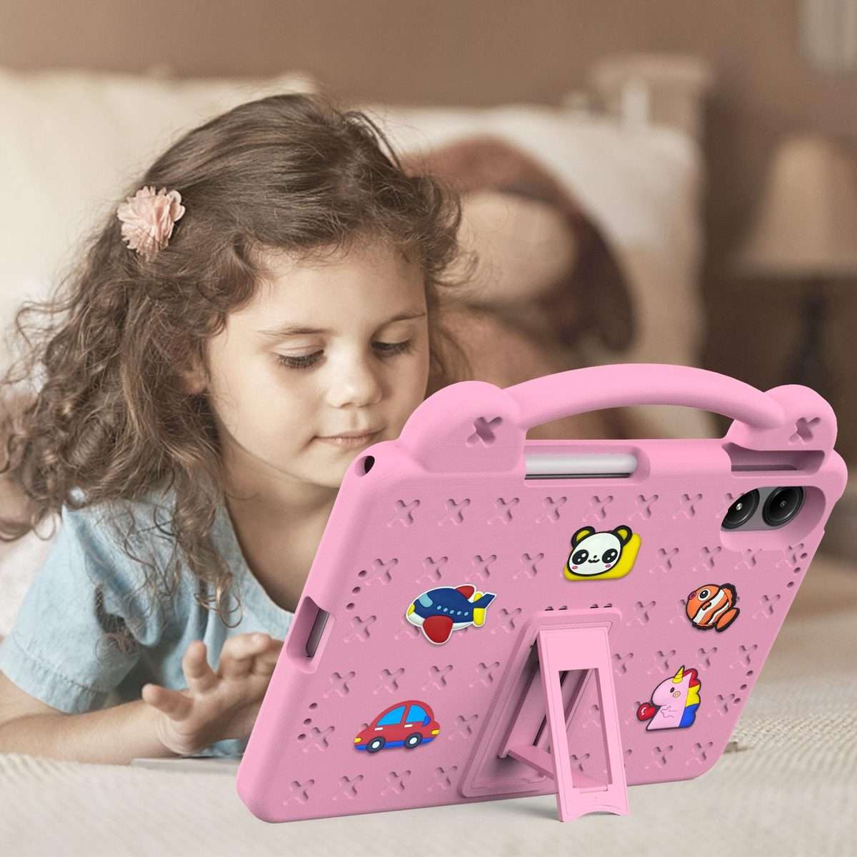 For Xiaomi Redmi Pad 2 Pro 12.1 Handle Kickstand Children EVA Shockproof Tablet Case(Pink)