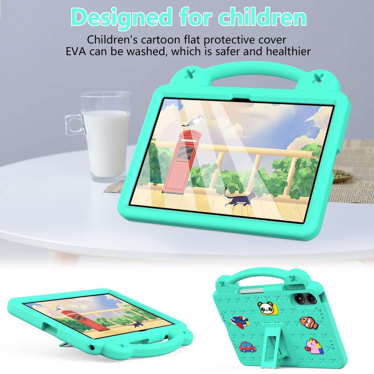 For Xiaomi Redmi Pad 2 Pro 12.1 Handle Kickstand Children EVA Shockproof Tablet Case(Mint Green)
