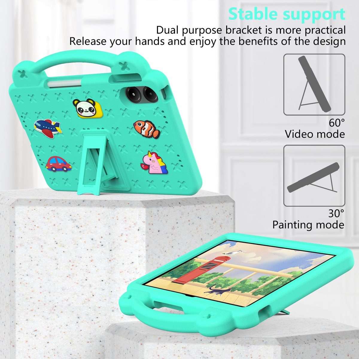 For Xiaomi Redmi Pad 2 Pro 12.1 Handle Kickstand Children EVA Shockproof Tablet Case(Mint Green)