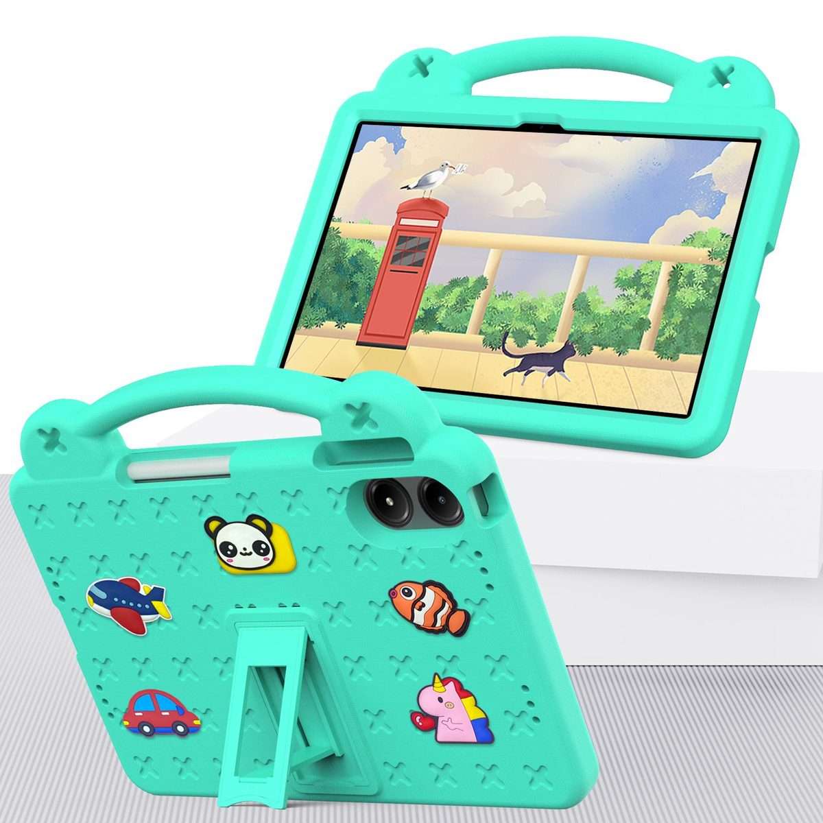 For Xiaomi Redmi Pad 2 Pro 12.1 Handle Kickstand Children EVA Shockproof Tablet Case(Mint Green)