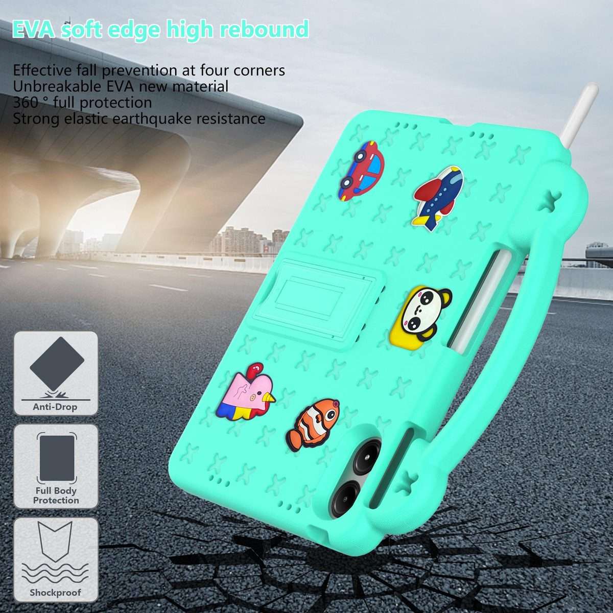 For Xiaomi Redmi Pad 2 Pro 12.1 Handle Kickstand Children EVA Shockproof Tablet Case(Mint Green)