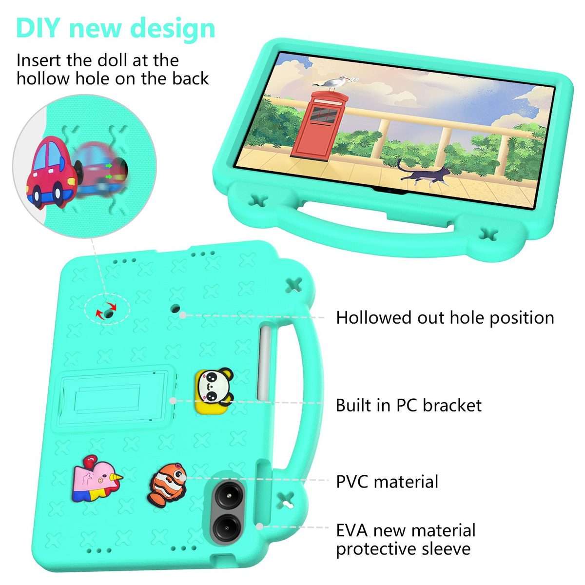 For Xiaomi Redmi Pad 2 Pro 12.1 Handle Kickstand Children EVA Shockproof Tablet Case(Mint Green)