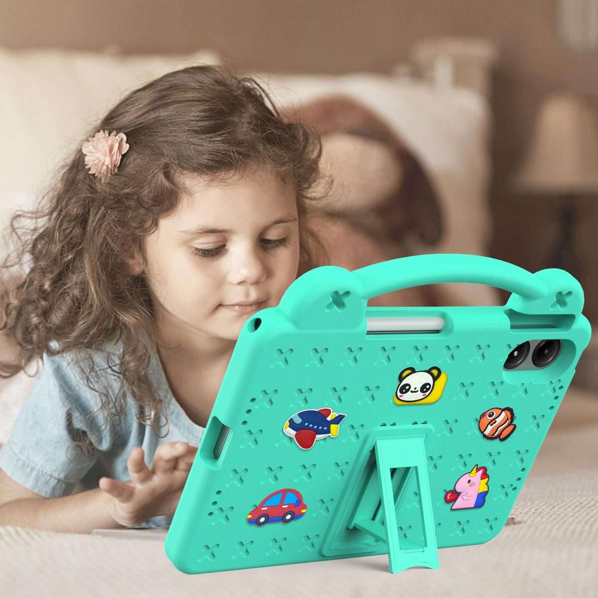For Xiaomi Redmi Pad 2 Pro 12.1 Handle Kickstand Children EVA Shockproof Tablet Case(Mint Green)