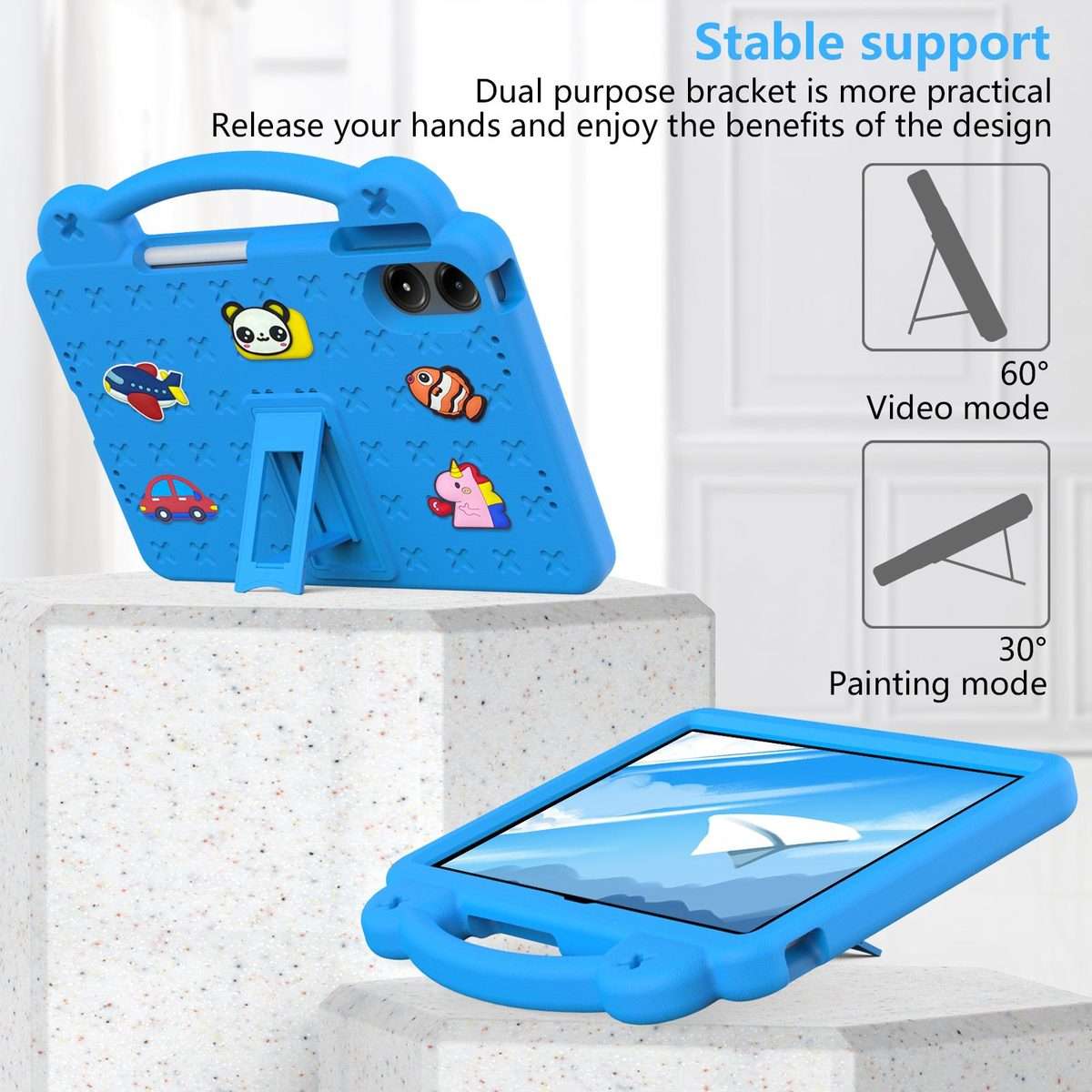 For Xiaomi Redmi Pad 2 Pro 12.1 Handle Kickstand Children EVA Shockproof Tablet Case(Sky Blue)