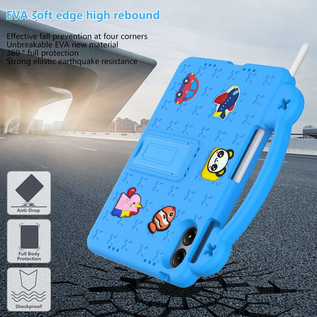 For Xiaomi Redmi Pad 2 Pro 12.1 Handle Kickstand Children EVA Shockproof Tablet Case(Sky Blue)