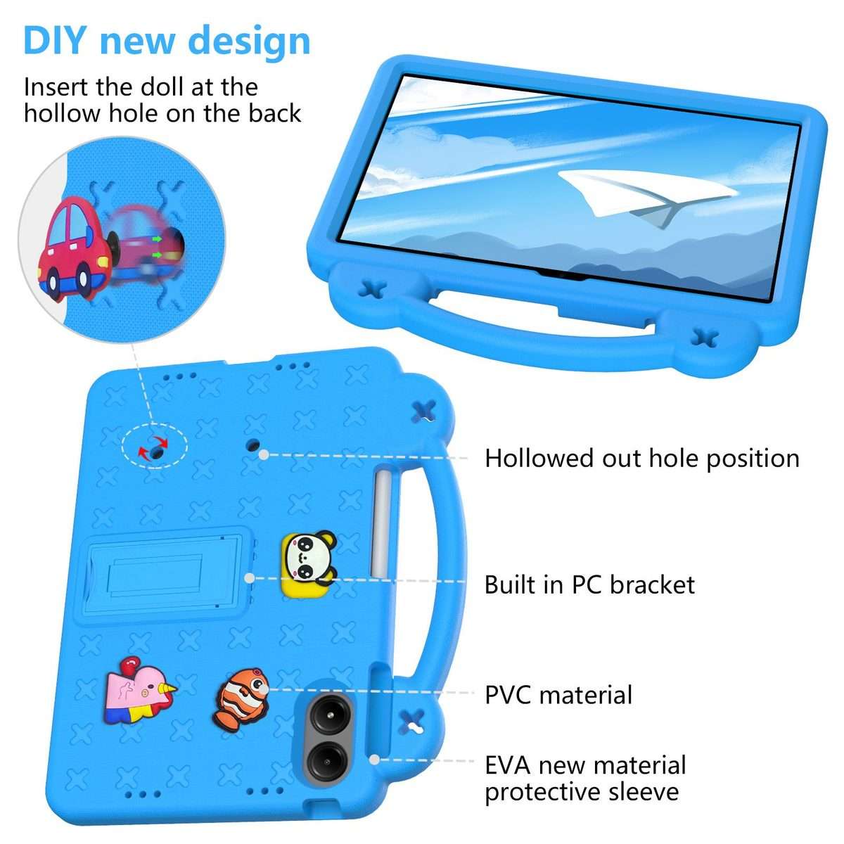 For Xiaomi Redmi Pad 2 Pro 12.1 Handle Kickstand Children EVA Shockproof Tablet Case(Sky Blue)