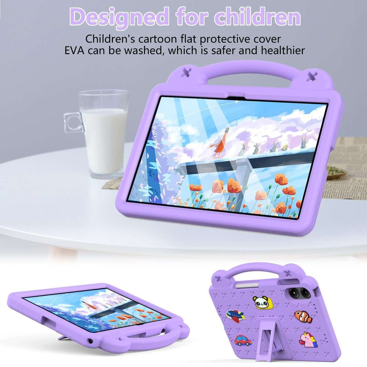 For Xiaomi Redmi Pad 2 Pro 12.1 Handle Kickstand Children EVA Shockproof Tablet Case(Light Purple)