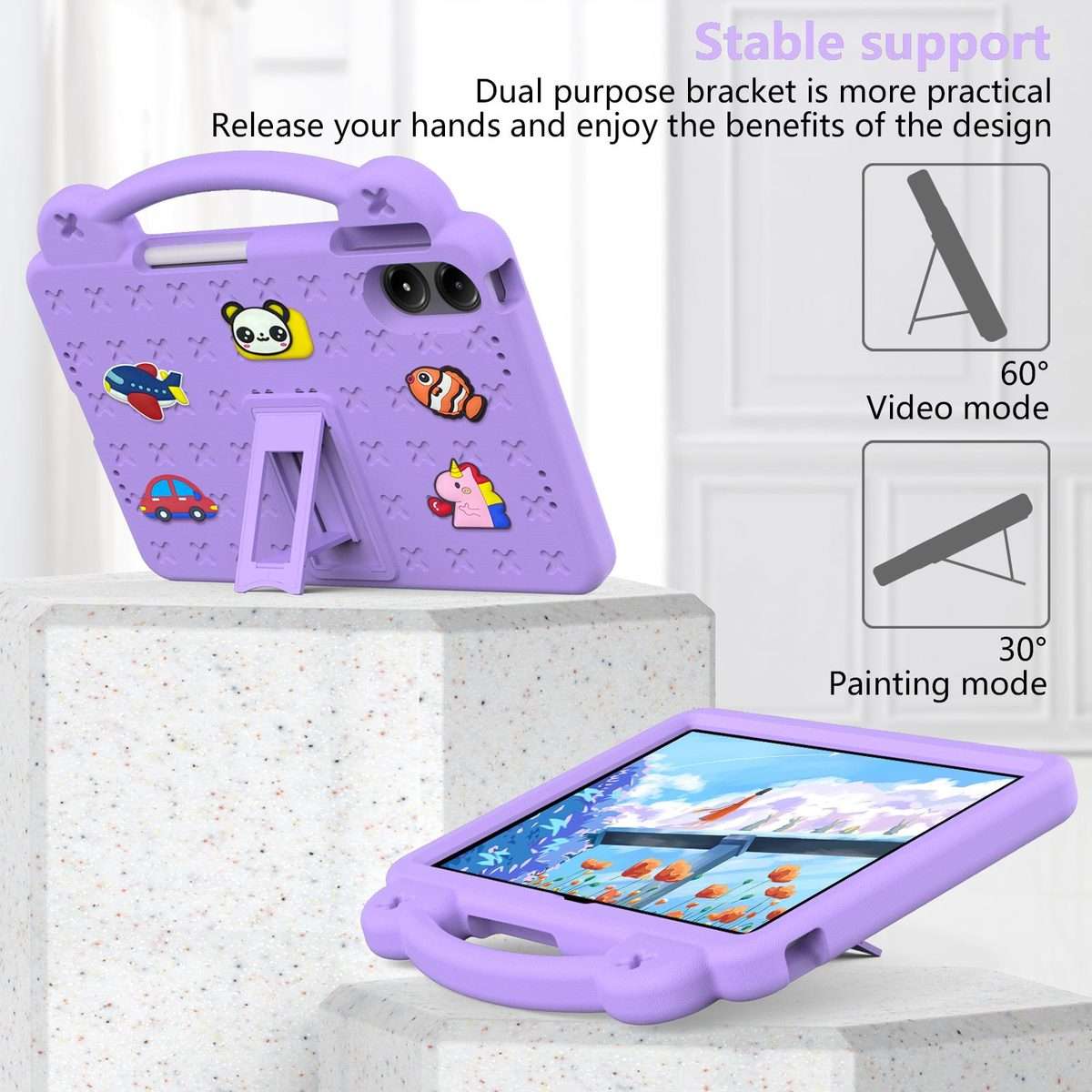 For Xiaomi Redmi Pad 2 Pro 12.1 Handle Kickstand Children EVA Shockproof Tablet Case(Light Purple)