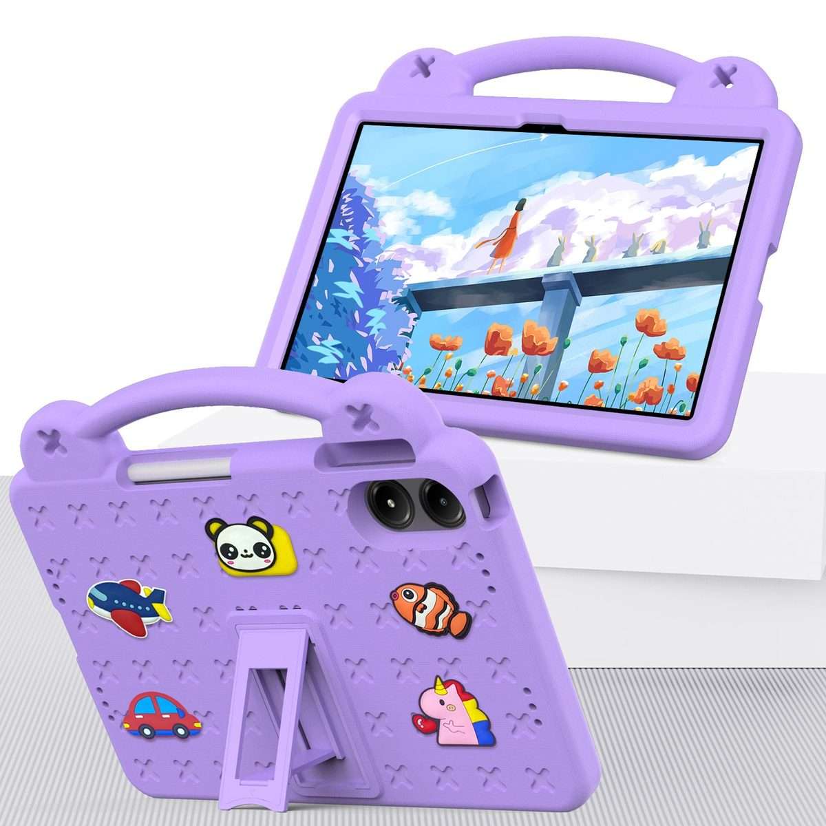 For Xiaomi Redmi Pad 2 Pro 12.1 Handle Kickstand Children EVA Shockproof Tablet Case(Light Purple)