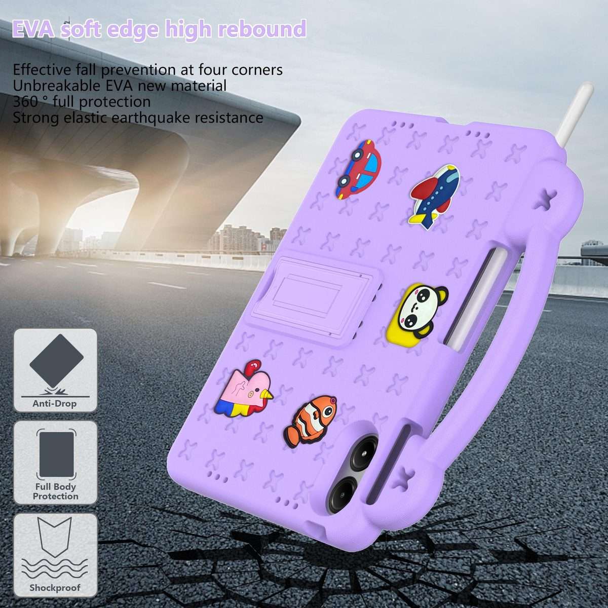 For Xiaomi Redmi Pad 2 Pro 12.1 Handle Kickstand Children EVA Shockproof Tablet Case(Light Purple)