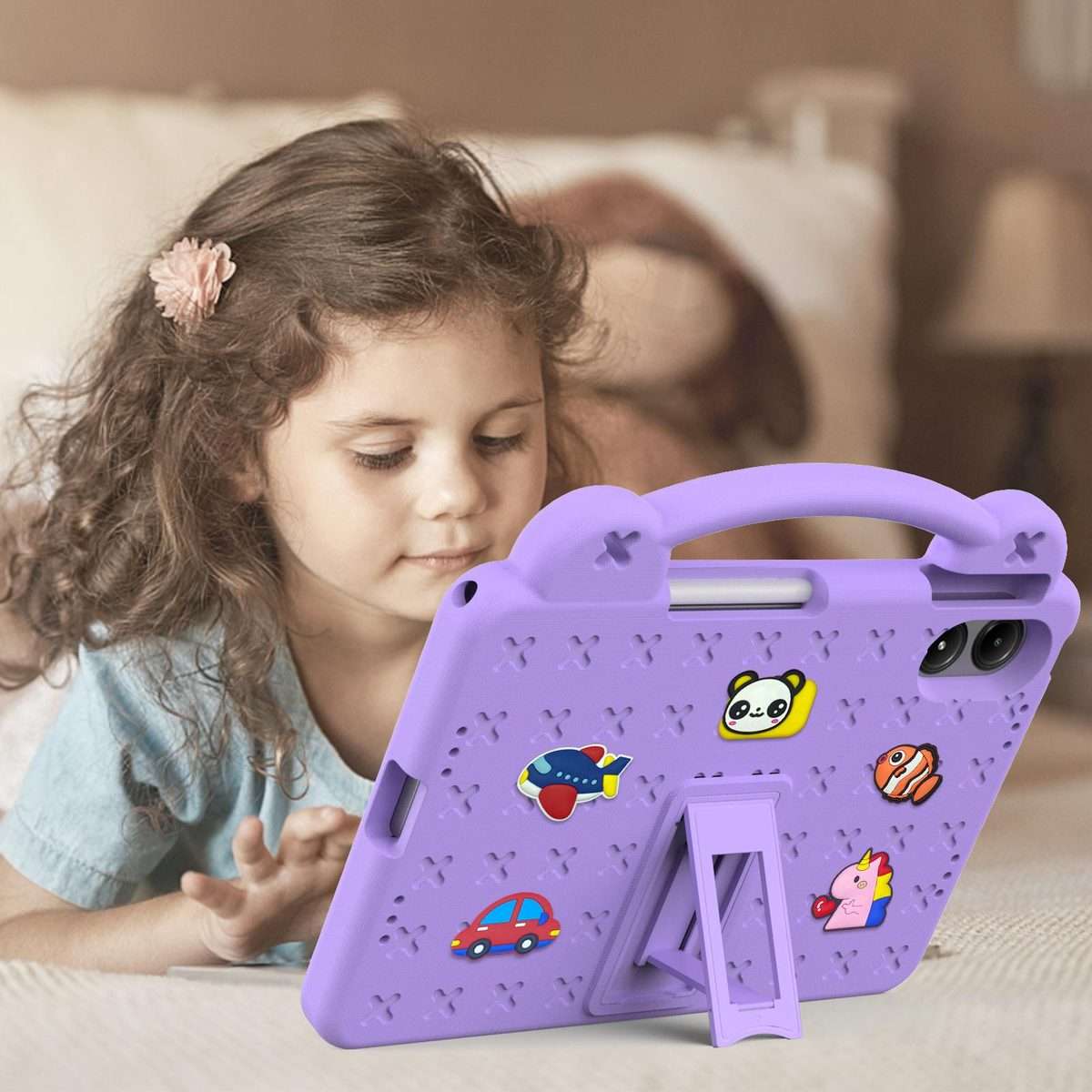 For Xiaomi Redmi Pad 2 Pro 12.1 Handle Kickstand Children EVA Shockproof Tablet Case(Light Purple)