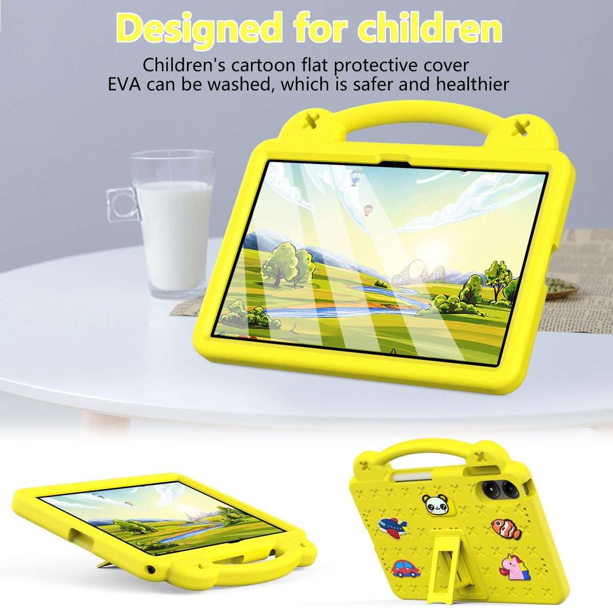 For Xiaomi Redmi Pad 2 Pro 12.1 Handle Kickstand Children EVA Shockproof Tablet Case(Yellow)