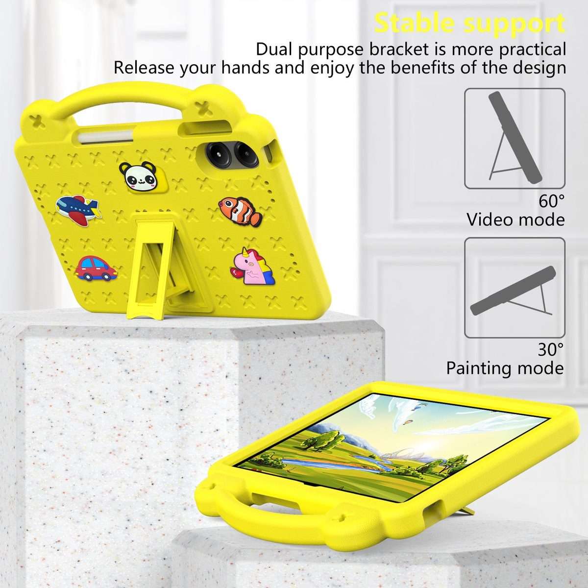 For Xiaomi Redmi Pad 2 Pro 12.1 Handle Kickstand Children EVA Shockproof Tablet Case(Yellow)