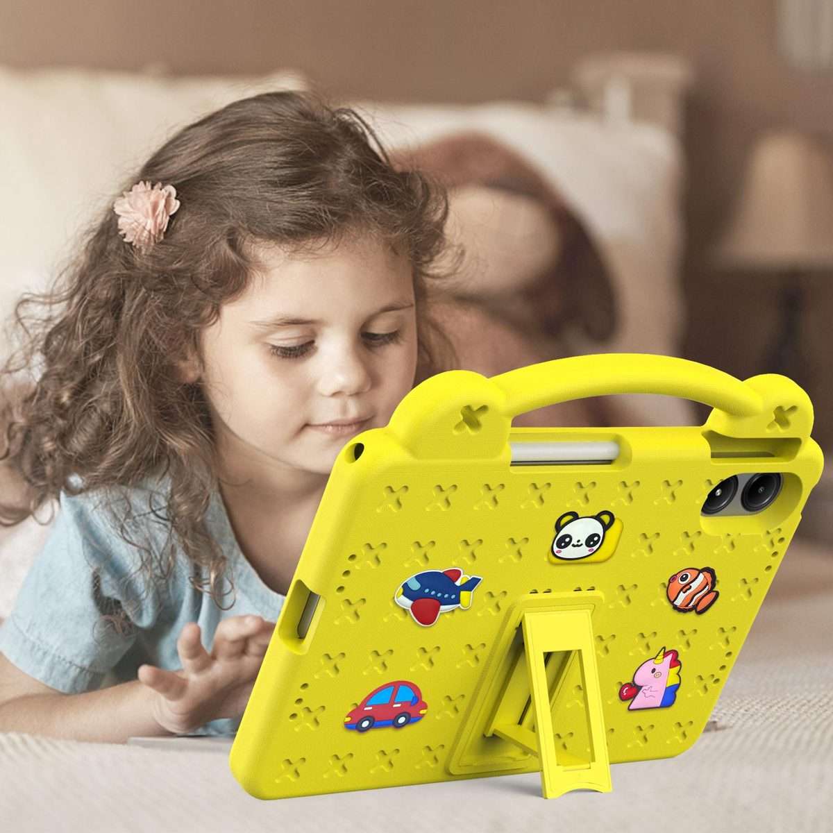 For Xiaomi Redmi Pad 2 Pro 12.1 Handle Kickstand Children EVA Shockproof Tablet Case(Yellow)