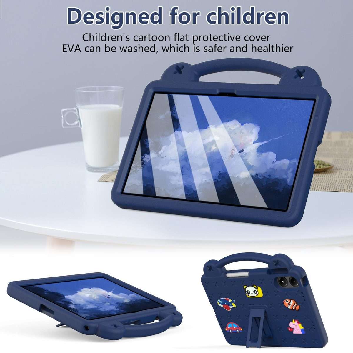 For Xiaomi Redmi Pad 2 Pro 12.1 Handle Kickstand Children EVA Shockproof Tablet Case(Navy Blue)
