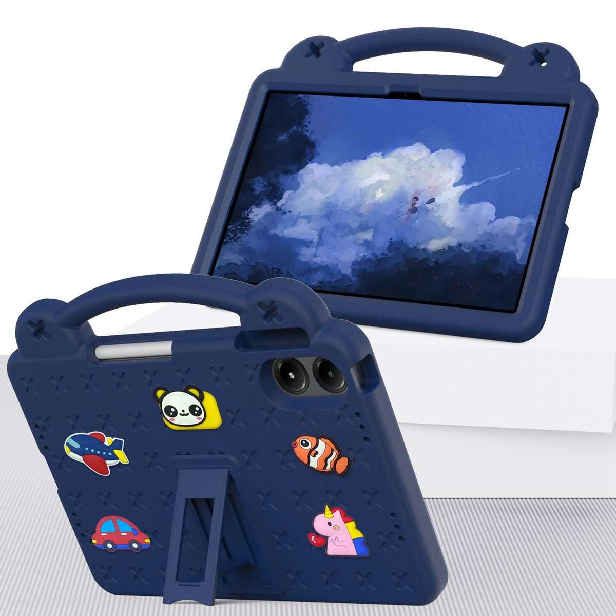 For Xiaomi Redmi Pad 2 Pro 12.1 Handle Kickstand Children EVA Shockproof Tablet Case(Navy Blue)