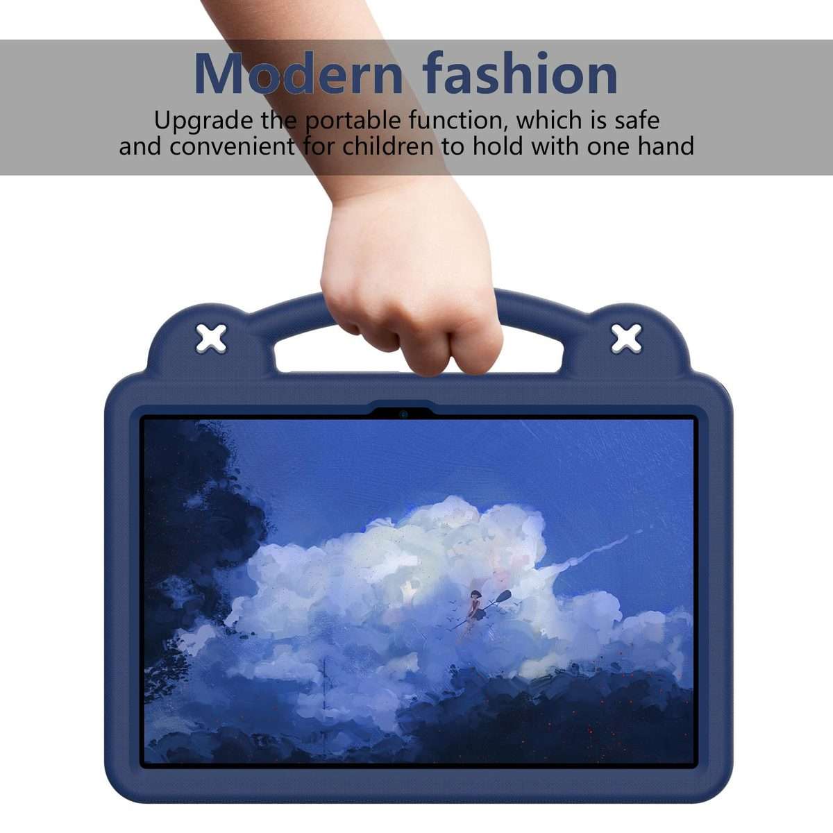 For Xiaomi Redmi Pad 2 Pro 12.1 Handle Kickstand Children EVA Shockproof Tablet Case(Navy Blue)